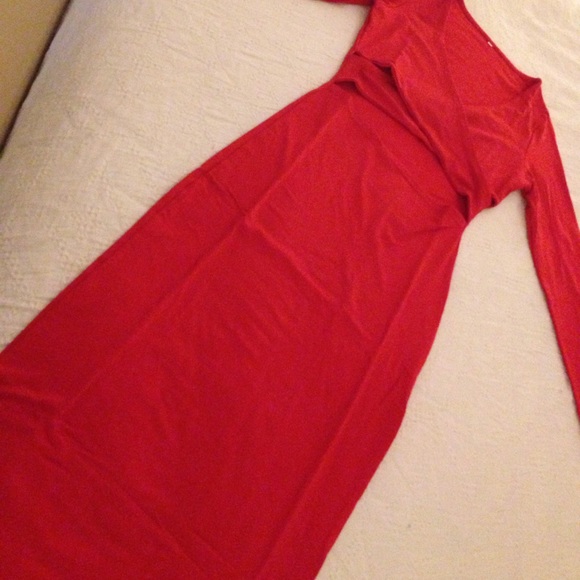 LAST 1! Sexy Red Dress with Criss cross open front - Picture 3 of 3